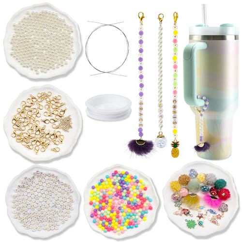 913-teiliges Perlen-Namensschild-Charm-Set für Becher, verstellbare A-Z-Buchstabenperlen, zufällige bunte Perlen und Anhänger, DIY-Perlen-ID-Charm-Zubehör mit Schnur und Karabinerverschlüssen 913-teiliges Perlen-Namensschild-Charm-Set für Becher, verstellbare A-Z-Buchstabenperlen, zufällige bunte Perlen und Anhänger, DIY-Perlen-ID-Charm-Zubehör mit Schnur und Karabinerverschlüssen von AOUXSEEM
