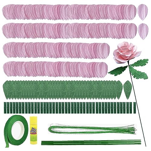 AOUXSEEM 526-teiliges Krepppapier-Blumen-Bastelset für Anfänger, enthält vorgeschnittene Rosenblütenblätter mit Papier umwickeltem Blumenstieldraht und Blumenbändern für Geburtstagsparty, Hochzeit, AOUXSEEM 526-teiliges Krepppapier-Blumen-Bastelset für Anfänger, enthält vorgeschnittene Rosenblütenblätter mit Papier umwickeltem Blumenstieldraht und Blumenbändern für Geburtstagsparty, Hochzeit, von AOUXSEEM