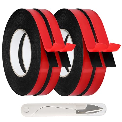 AOUZOVLI Doppelseitiges Klebeband Outdoor 4 Stück Klebeband Doppelseitig,für Wand- und Led-Lichtstreifen, Auto, Wohn- und Außenbereich (10mm/15mm) mit 1 Stück Weißem U-Förmigen Schneider von AOUZOVLI
