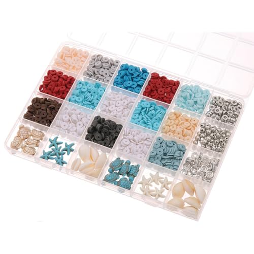AOYEAH 1Set Perlen Armband Making Kit, flache Preppy Perlen für DIY Armbänder Halskette Handwerk Schmuck Herstellung, bunte lose Perlen Kit Geschenke von AOYEAH