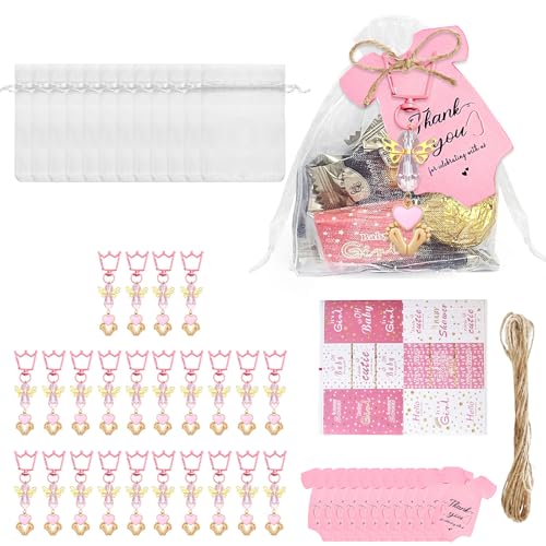 AOYEAH 24 Sets Baby Shower Party bevorzugt Baby Shower Angel Schlüssel anhänger Label Aufkleber Karten Organza Taschen für Taufe Party AOYEAH 24 Sets Baby Shower Party bevorzugt Baby Shower Angel Schlüssel anhänger Label Aufkleber Karten Organza Taschen für Taufe Party von AOYEAH
