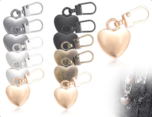 AOYEGIC 10 Stück Reißverschluss Zipper mit Herz,Metall Reißverschluss Herz Anhänger,Abnehmbares Ersatzteile für Kleidung,Schuhe,Gepäck,Geldbörsen(5 Farben) von AOYEGIC