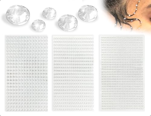 AOYEGIC 1532 Stück Glitzersteine Selbstklebend,Strasssteine zum Aufkleben,verwendet für Kinder,Fotorahmen,Grußkarten,Gesichts,Nägel Deko(Silber,Runde) von AOYEGIC