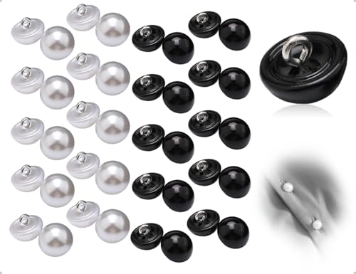 AOYEGIC 40 Stück Knöpfe,Universal Kunststoff Nähknöpfe,Pilz Taste,halbkugel buttons mit Öse,für Nähen bei Kleidung Hochzeitskleid Kleider Mantel Schals & DIY Kunsthandwerk(weiß und schwarz,10 mm) von AOYEGIC
