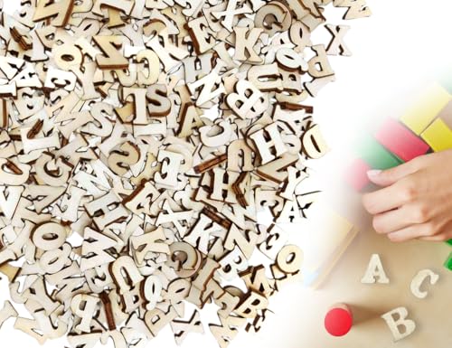 AOYEGIC 400 Stück Holzbuchstaben,A-Z Unbearbeitete Kleine Holz Buchstaben,Großbuchstaben Deko zum Basteln und Bemalen,für DIY Kunsthandwerk Hochzeit Festival Party(15 mm) von AOYEGIC