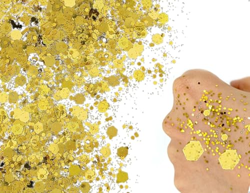 AOYEGIC 50 g Glitzerpulver,Pailletten Glitzer Pulver zum Basteln,verwendet für Nägel Gesicht Makeup Kartenbasteln Handwerk Nagelkunst Kerzen Scrapbooking(Gold) von AOYEGIC