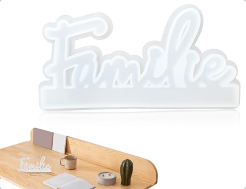 AOYEGIC Gießformen,DIY Harz Buchstaben Antihaftbeschichtete Silikonformen,verwendet für Bastelbeton Gips Zement Ton Kerzenhalter Heimdekoration Jubiläum(Familie,Weiß) von AOYEGIC