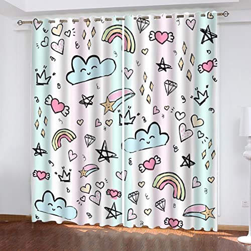 AOYNP Vorhang Blickdicht Kinderzimmer Verdunklungsvorhänge mit Ösen Karikatur Gardinen Märchenprinzessin MädchenWohnzimmer Schlafzimmer Balkontir Schallschutz Thermovorhang 140x160 cm von AOYNP