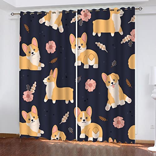 AOYNP Vorhang Blickdicht mit Ösen 3D Kawai-WaliserCorgi Verdunkelungsvorhang Wohnzimmer 2er Set, KarikaturPolyester Schallschutz Gardinen für Kinderzimmer Dekoration 140x160 cm AOYNP Vorhang Blickdicht mit Ösen 3D Kawai-WaliserCorgi Verdunkelungsvorhang Wohnzimmer 2er Set, KarikaturPolyester Schallschutz Gardinen für Kinderzimmer Dekoration 140x160 cm von AOYNP