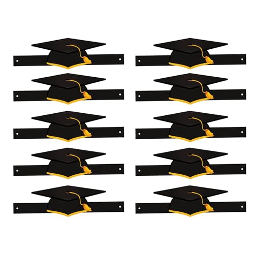 10 Stück Papierkronen zum Schulabschluss, mit Quasten für Kindergarten, Vorschule, Schule, Feier, Abschlussfeier, Zeremonien, Hut von AOYUDJ