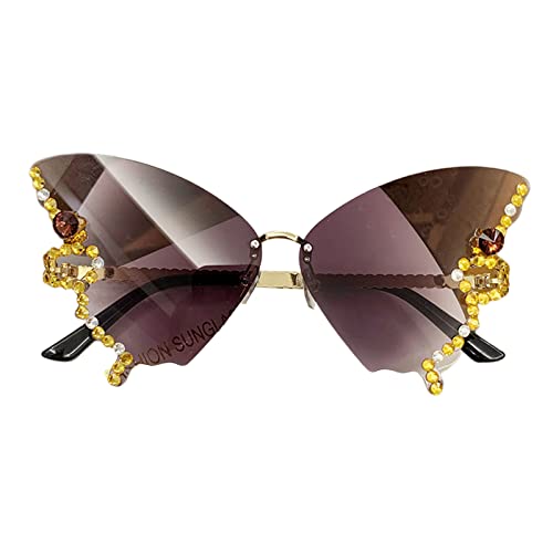 Butterfly Damen randlose kleine Gesichtsbrille Katzenaugen-Schmetterling von AOYUDJ