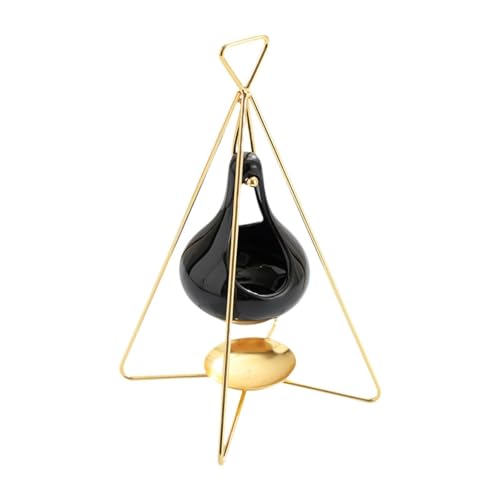 Eleganter Ölwärmer Schwarz/Gold Brennständer mit Metallrahmen Keramikhalter für Aroma- und Dekorationswachsschmelzgerät Eleganter Ölwärmer Schwarz/Gold Brennständer mit Metallrahmen Keramikhalter für Aroma- und Dekorationswachsschmelzgerät von AOYUDJ