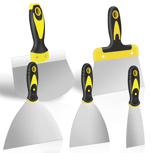 AOZBZ 5 Pcs Tapetenschaber Set, 2–8'' Schaber-Werkzeugset aus Edelstahl zum Entfernen von Tapetenfarbe, Füllen von Kitt, Reparieren von Trockenbauwänden, Heimwerkerprojekten AOZBZ 5 Pcs Tapetenschaber Set, 2–8'' Schaber-Werkzeugset aus Edelstahl zum Entfernen von Tapetenfarbe, Füllen von Kitt, Reparieren von Trockenbauwänden, Heimwerkerprojekten von AOZBZ