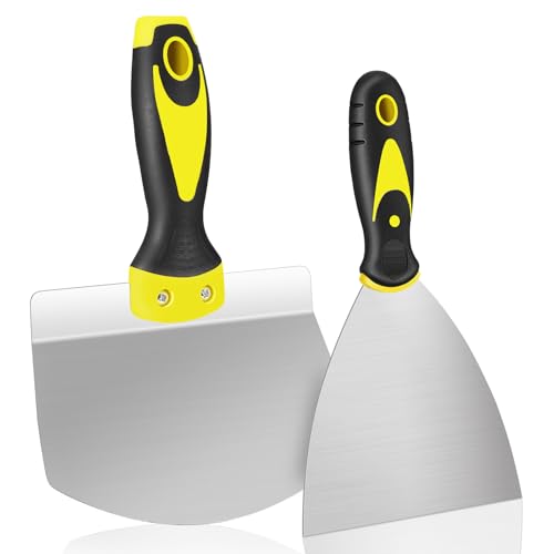AOZBZ Spachtel Set, 4-Zoll Farbschaber und 6,5 Zoll-Spachtelschaber aus Edelstahl, zum Entfernen von Tapetenfarbe, Füllen von Spachtelmasse, Reparieren von Trockenbauwänden, Gips von AOZBZ