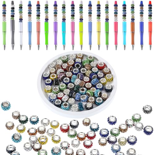 AOZUO 100 Stück Strassperlen Perlen Groß, Innendurchmesser 0,6 cm Perlen Großes Loch 10 Farben Glasperlen Groß Perlen Charms Perlen Zum Auffädeln Abstandsperlen für Stifte Armbänder DIY Charms AOZUO 100 Stück Strassperlen Perlen Groß, Innendurchmesser 0,6 cm Perlen Großes Loch 10 Farben Glasperlen Groß Perlen Charms Perlen Zum Auffädeln Abstandsperlen für Stifte Armbänder DIY Charms von AOZUO