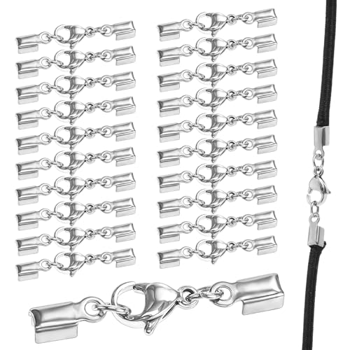 AOZUO 20 Stück Kettenverschluss, Edelstahl Schmuckverschlüsse Silber Lederband Kette Verschlüsse für Armbänder, Schmuckverschluss für Kette Halsketten Armbänder Anhänger Schmuckerstellung AOZUO 20 Stück Kettenverschluss, Edelstahl Schmuckverschlüsse Silber Lederband Kette Verschlüsse für Armbänder, Schmuckverschluss für Kette Halsketten Armbänder Anhänger Schmuckerstellung von AOZUO