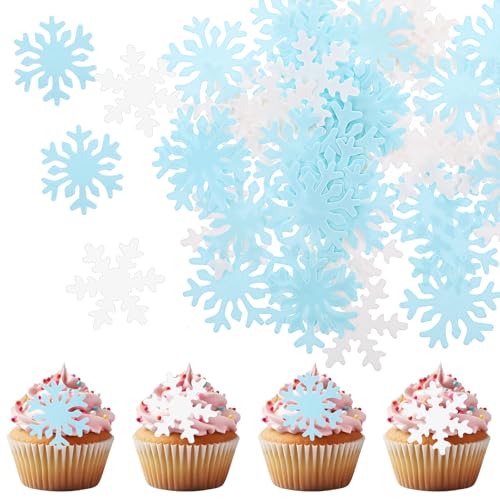 AOZUO 50 Stück Essbare Cupcake-Topper Mit Schneeflocken, Elsa Tortendeko Elsa Kuchen Deko Weißes Und Blaues Reispapier Kuchendekoration Für Weihnachten Winter Feiertage Party FrozenThema Hochzeit AOZUO 50 Stück Essbare Cupcake-Topper Mit Schneeflocken, Elsa Tortendeko Elsa Kuchen Deko Weißes Und Blaues Reispapier Kuchendekoration Für Weihnachten Winter Feiertage Party FrozenThema Hochzeit von AOZUO