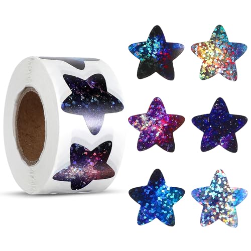 AOZUO 500 Stück Sterne Sticker Sterne,Stern Aufkleber, 2.5cm Glitzer Belohnung Sternaufkleber Selbstklebend Etiketten für Kinder DIY Scrapbooking Dekoration Heimwerker Basteln Schule Schüler von AOZUO