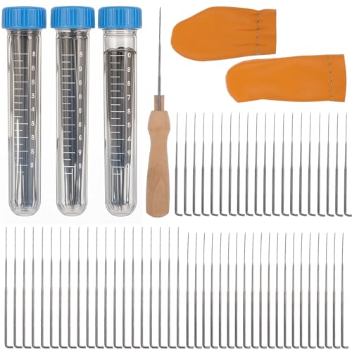 AOZUO Filznadeln zum Trockenfilzen Set, 60PCS 3 Größen Filznadeln mit 3PCS Filz Holzgriff Werkzeug, Filznadelgriff aus Holz, Nadelfilz Starter Set, zum Trockenfilzen Set Filznadel Werkzeug AOZUO Filznadeln zum Trockenfilzen Set, 60PCS 3 Größen Filznadeln mit 3PCS Filz Holzgriff Werkzeug, Filznadelgriff aus Holz, Nadelfilz Starter Set, zum Trockenfilzen Set Filznadel Werkzeug von AOZUO