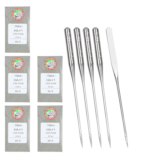 50 Stück Stick-Nähnadeln für Brother-Maschinennadeln, Größe 65/9, 130/705H, HAx1 Nähmaschine für Brother-Nähmaschine 50 Stück Stick-Nähnadeln für Brother-Maschinennadeln, Größe 65/9, 130/705H, HAx1 Nähmaschine für Brother-Nähmaschine von APACALI