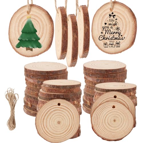 APACALI 100 Stück Holzscheiben, 5-6cm Baumscheiben mit Rinde, Holzscheiben Zum Basteln mit Loch, Rund Holz Log Scheiben, Unvollendete Holzkreise für DIY, Hochzeit, Mittelstücke Weihnachten Dekoration APACALI 100 Stück Holzscheiben, 5-6cm Baumscheiben mit Rinde, Holzscheiben Zum Basteln mit Loch, Rund Holz Log Scheiben, Unvollendete Holzkreise für DIY, Hochzeit, Mittelstücke Weihnachten Dekoration von APACALI