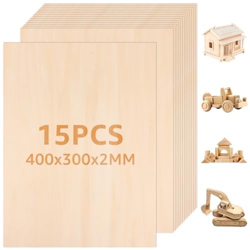 APACALI 15 Stück Sperrholz 2mm, 400x300 mm Sperrholzplatte 2mm, A3 Bastelholz Platten Lindenholz, Birkensperrholz, Holzplatten zum Basteln für Laserprojekte, DIY Modell und Handwerk APACALI 15 Stück Sperrholz 2mm, 400x300 mm Sperrholzplatte 2mm, A3 Bastelholz Platten Lindenholz, Birkensperrholz, Holzplatten zum Basteln für Laserprojekte, DIY Modell und Handwerk von APACALI