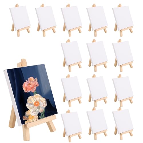 APACALI 15 Stück Mini Leinwand mit Holzstaffelei, 10x10CM, Dreieck Staffelei für Display, Zeitgenössisch, Kunstbedarf, Miniaturmalerei-Set APACALI 15 Stück Mini Leinwand mit Holzstaffelei, 10x10CM, Dreieck Staffelei für Display, Zeitgenössisch, Kunstbedarf, Miniaturmalerei-Set von APACALI