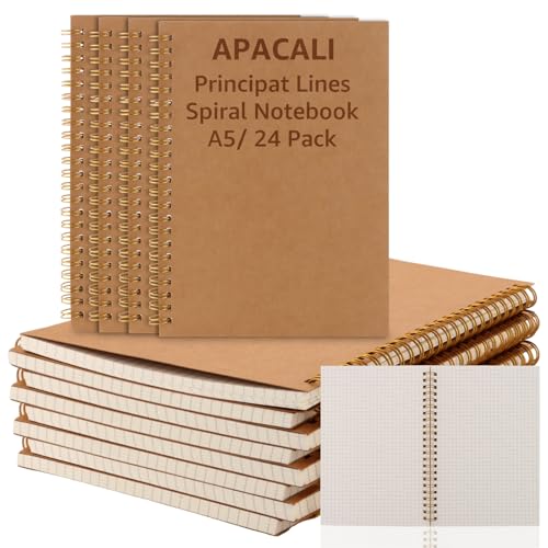 APACALI 20 Stück Notizbuch A5 Spirale Notizblock, Kraftpapie Cover Notizbuch A5 Blanko, 60 Blatt Notizheft Skizzenblock für Memos Malen und Graffiti, Braun von APACALI