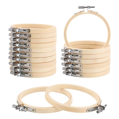 APACALI 20 Stück Stickrahmen Holz, 10CM Bambus-Kreis runder, Stickerei Kreuzstich set, Bambus-Kreis Stickerei Hoop Einstellbar, Stickerei Ring für DIY, Kunsthandwerk, Stickerei von APACALI