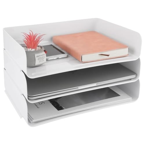 APACALI 3 Stück Briefablage, Aktenablage a4 Stapelbar, A4 Dokumentenablage, 3-stöckige Briefablage A4 stapelbar, Kunststoff Briefablage Weiß für Zeitschriften, Quittungen, Bürobedarf APACALI 3 Stück Briefablage, Aktenablage a4 Stapelbar, A4 Dokumentenablage, 3-stöckige Briefablage A4 stapelbar, Kunststoff Briefablage Weiß für Zeitschriften, Quittungen, Bürobedarf von APACALI
