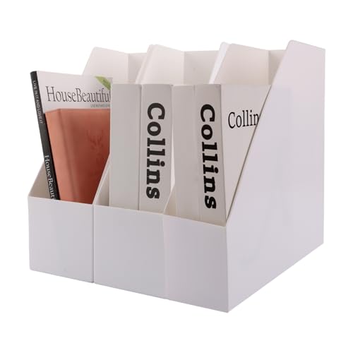 APACALI 3 Stück Stehsammler A4 Kunststoff, Zeitschriftensammler, Stehsammler weiß, Stehordner Plastik, Schreibtisch Organizer, Zeitschriftenhalter für Datei Ordner Schreibwaren Bürobedarf Organizer von APACALI