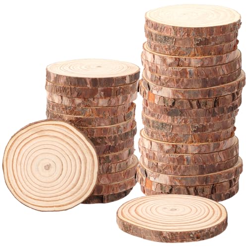 APACALI 35 Stück Holzscheiben Zum Basteln, 9-10cm Baumscheiben mit Rinde, Holzscheiben Ohne Loch, Rund Holz Log Scheiben, Unvollendete Holzkreise für DIY, Hochzeit, Mittelstücke APACALI 35 Stück Holzscheiben Zum Basteln, 9-10cm Baumscheiben mit Rinde, Holzscheiben Ohne Loch, Rund Holz Log Scheiben, Unvollendete Holzkreise für DIY, Hochzeit, Mittelstücke von APACALI