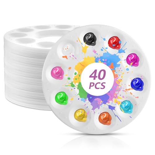 APACALI 40 Stück Mischpalette, 16CM Runde Malpalette Mischpalette Acrylfarben, 10 Löcher Mischen, Wiederverwendbar Palette Malen für Kinder Erwachsene Kunst Malerei APACALI 40 Stück Mischpalette, 16CM Runde Malpalette Mischpalette Acrylfarben, 10 Löcher Mischen, Wiederverwendbar Palette Malen für Kinder Erwachsene Kunst Malerei von APACALI