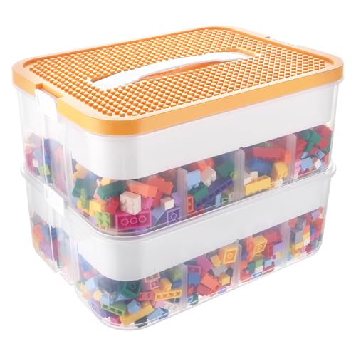 APACALI Aufbewahrungsbox mit Deckel Bausteine, 2 Etagen Lego Sortierbox System Groß, 30.5x23x23CM Bausteine Boxen Aufbewahrung, Stapelboxen für Bausteine APACALI Aufbewahrungsbox mit Deckel Bausteine, 2 Etagen Lego Sortierbox System Groß, 30.5x23x23CM Bausteine Boxen Aufbewahrung, Stapelboxen für Bausteine von APACALI