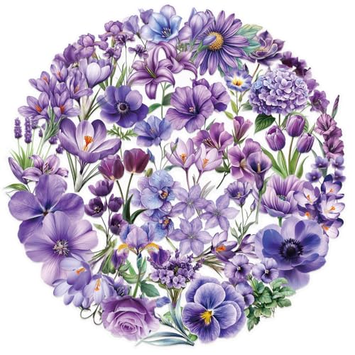 APAREAL Aesthetic Blumen Aufkleber 50 Stück, Fantasy Lila Blumen Sticker Set für Journal Laptop Kindle Scrapbooking Motorrad MacBook Fahrrad Skateboard Koffer, Wasserfeste Transparente PET Sticker APAREAL Aesthetic Blumen Aufkleber 50 Stück, Fantasy Lila Blumen Sticker Set für Journal Laptop Kindle Scrapbooking Motorrad MacBook Fahrrad Skateboard Koffer, Wasserfeste Transparente PET Sticker von APAREAL