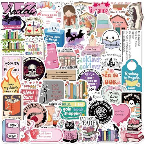 APAREAL Fantasy Lesesticker 50 Stück, Wasserfeste Anime Bookish Aufkleber für Kindle Laptop Scrapbooking Journal Koffer Helm MacBook Fahrrad Skateboard, Graffiti Buch Decals von APAREAL
