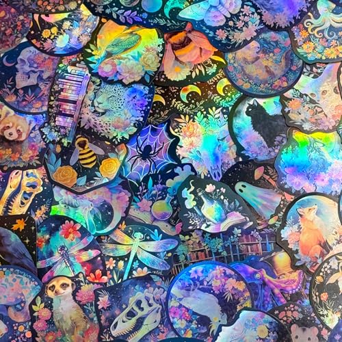 APAREAL Holografische Anime Sticker Set 50 Stück, Wasserfeste Graffiti Trippy Aufkleber für Laptop Koffer Helm MacBook Kindle Fahrrad Skateboard Motorrad Scrapbooking Snowboard, Dunkle Fantasy Decals APAREAL Holografische Anime Sticker Set 50 Stück, Wasserfeste Graffiti Trippy Aufkleber für Laptop Koffer Helm MacBook Kindle Fahrrad Skateboard Motorrad Scrapbooking Snowboard, Dunkle Fantasy Decals von APAREAL