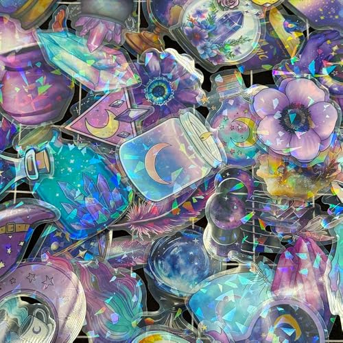 APAREAL Vintage Hexe Aufkleber 50 Stück, Graffiti Apotheker Sticker Set für Laptop MacBook Koffer Fahrrad Skateboard Auto Motorrad Scrapbooking Snowboard, Wasserfeste Transparente PET Sticker von APAREAL