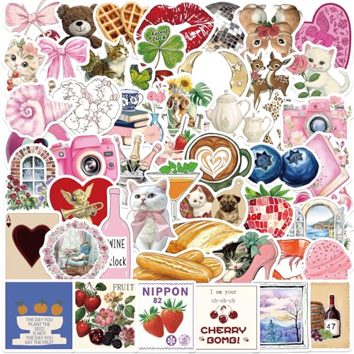 APAREAL Y2K Rosa Aufkleber 100 Stück, Vintage Graffiti Anime Sticker Set für Laptop Kindle Motorrad MacBook Journal Fahrrad Skateboard Koffer, Wasserfeste Vinyl Aesthetic Decals Stickerbomb von APAREAL