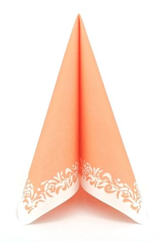 APARTina Airlaid Servietten 50 Stück, stoffähnliche Serviette - ROMANTIQUE, 40 x 40 cm 1/4-Falz, hochwertig & stoffähnlich, Hochzeit Hochzeitsdeko Vintage (Apricot, 40 x 40 cm) von APARTina