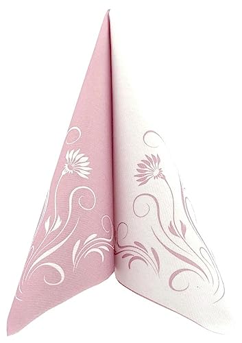 50 Servietten Blumen 40x40 cm stoffähnlich Airlaid - Elegantia, Farbe:pastell altrosa von APARTina