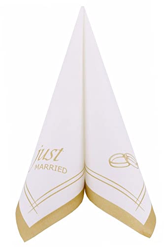 50 Servietten Hochzeit stoffähnlich 40x40 cm - Just married, Farbe:Gold von APARTina
