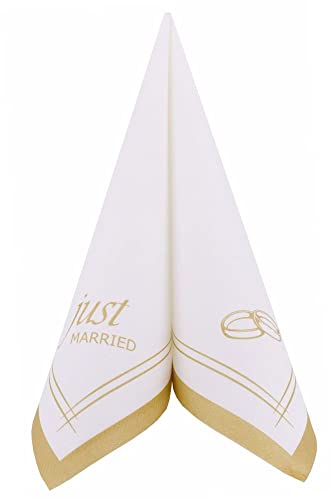 APARTina Airlaid Servietten Hochzeit stoffähnlich 40 x 40 cm 1/4-Falz - Just married in Gold, Hochzeitsserviette, stoffähnliche Einweg Serviette Trauung APARTina Airlaid Servietten Hochzeit stoffähnlich 40 x 40 cm 1/4-Falz - Just married in Gold, Hochzeitsserviette, stoffähnliche Einweg Serviette Trauung von APARTina
