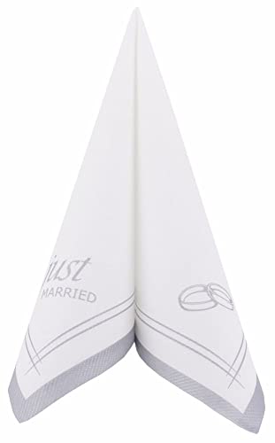 50 Servietten Hochzeit stoffähnlich 40x40 cm - Just married, Farbe:Silber von APARTina