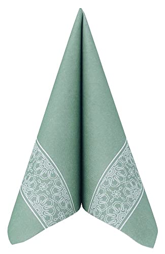 APARTina 50 Servietten Scarlett 40x40 cm stoffähnlich Airlaid, hochwertige Serviette Hochzeit, Hochzeitsservietten stoffähnliche Einwegservietten für verschiedene Anlässe Grün (Eukalyptus) von APARTina