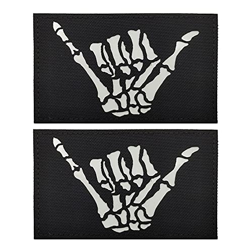 2 x Halloween-Totenkopf-Skelett-Hand-Finger-Aufnäher, dunkles Nähen, taktische Militär-Moral, dekorative Aufnäher. von APBVIHL