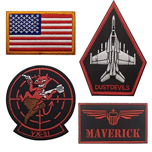 4 Stück United Sates Navy Maverick Applique Patches Dustdevils VX-31 bestickte Applikation Patches Tactical Military Moral Combat Armband Badge 4 Stück United Sates Navy Maverick Applique Patches Dustdevils VX-31 bestickte Applikation Patches Tactical Military Moral Combat Armband Badge von APBVIHL