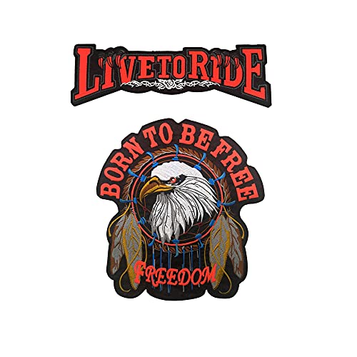 Aufnäher mit Aufschrift „Born to Be Free Live to Ride“, Adler, Punk, Rocker, Motorradfahrer, bestickt, zum Nähen, dekorative Abzeichen von APBVIHL