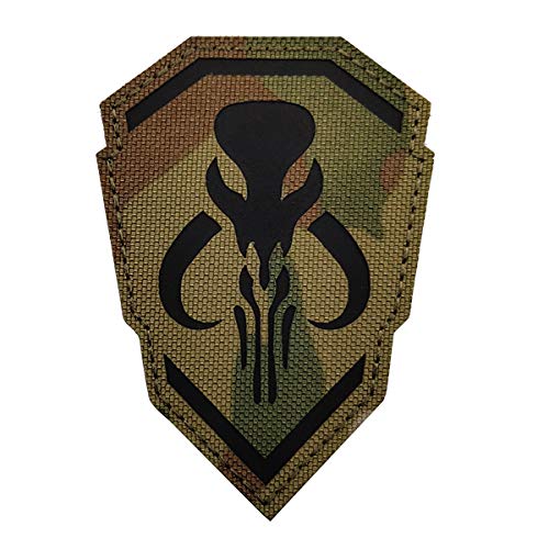 IR Infrarot Mandalorian Mythosaurier Skull Crest Shield Reflective Patch with Fastener Hook and Loop Backing, 3.74 x 2.56 Inch von APBVIHL