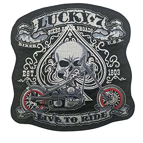 Lucky 7 Live to Ride Skull Punk Rocker Rider Motorrad Biker Patches bestickte Applikationen dekorative Abzeichen von APBVIHL